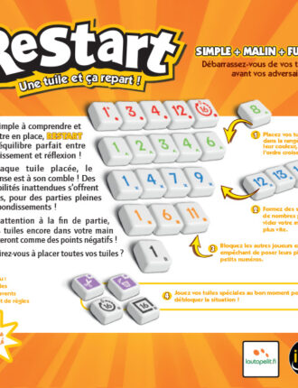 Dos de Boîte Jeu de Société de Placement de Tuiles Restart