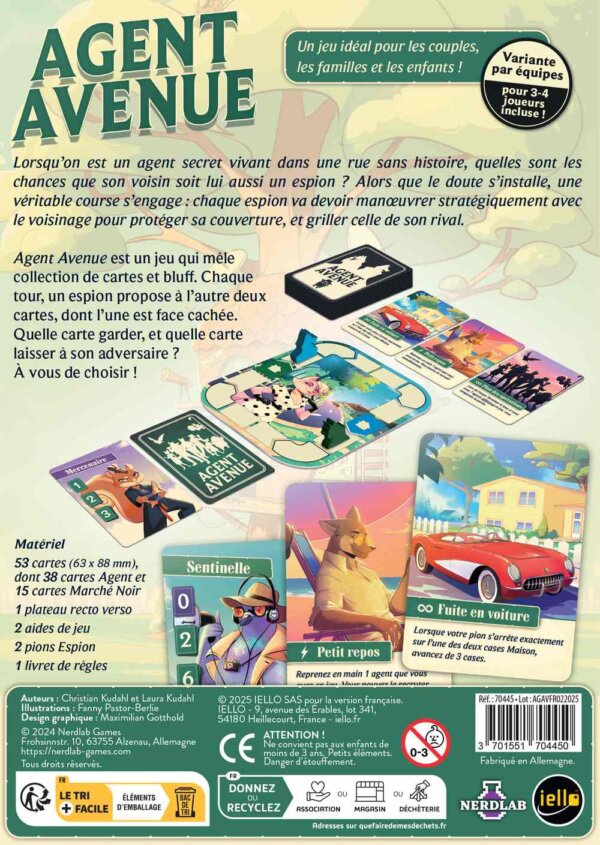 Dos de Boîte Jeu de Société 2 Joueurs Course-poursuite Agent Avenue