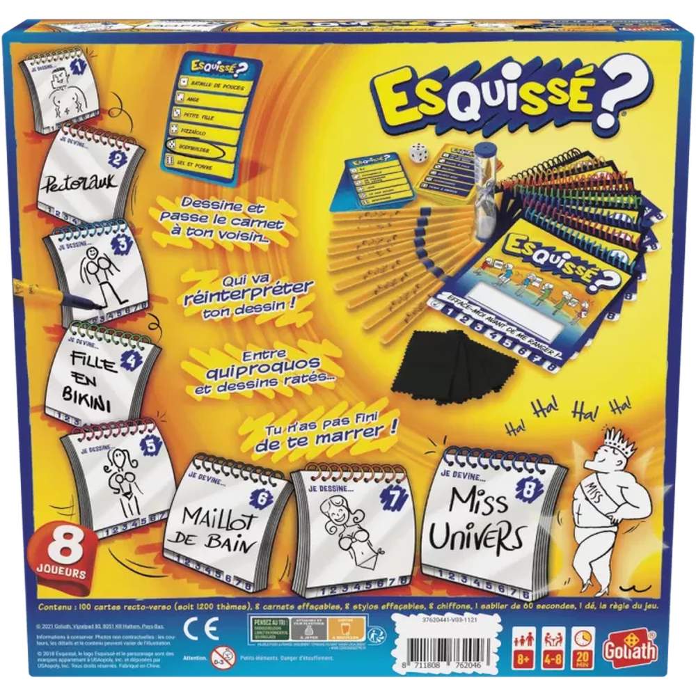 Dos de Boîte Jeu de Société d'Ambiance Esquissé ? 8 joueurs