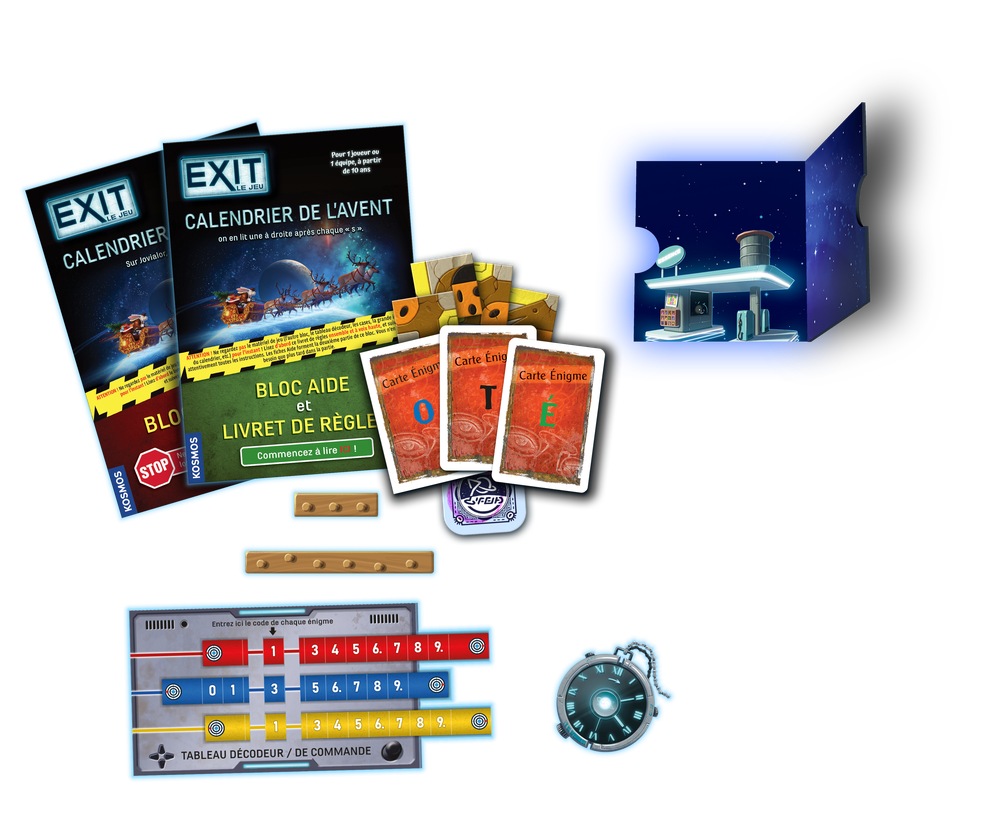 Matériel Jeu de Société d'Énigmes EXIT : Calendrier de l'Avent : Course Intergalactique
