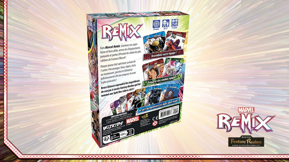 Dos de Boîte Jeu de Société de Collection Fantasy Realms : Marvel Remix