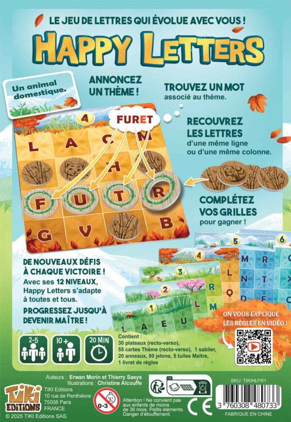 Dos de Boîte Jeu de Société d'Ambiance Happy Letters