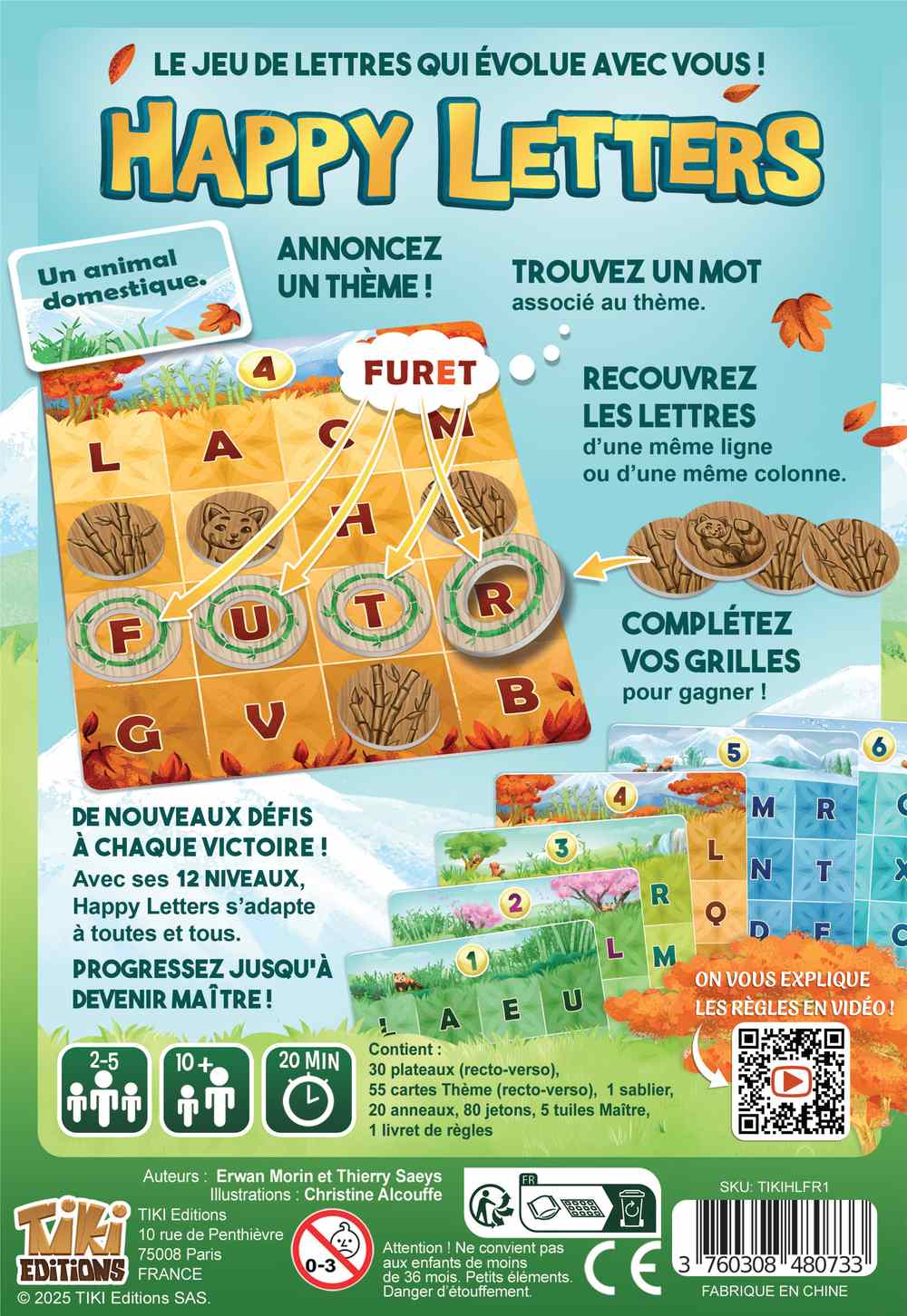 Dos de Boîte Jeu de Société d'Ambiance Happy Letters