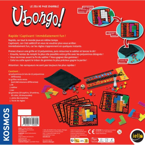 Dos de Boîte Jeu de Société d'Optimisation Ubongo!