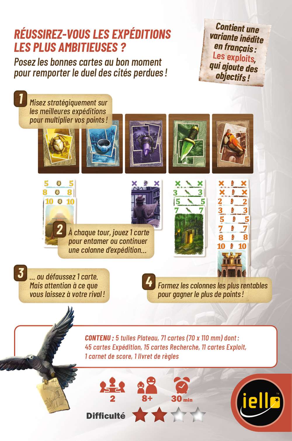 Dos de Boîte Jeu de Société de Prise de Risque Lost Cities : Duel
